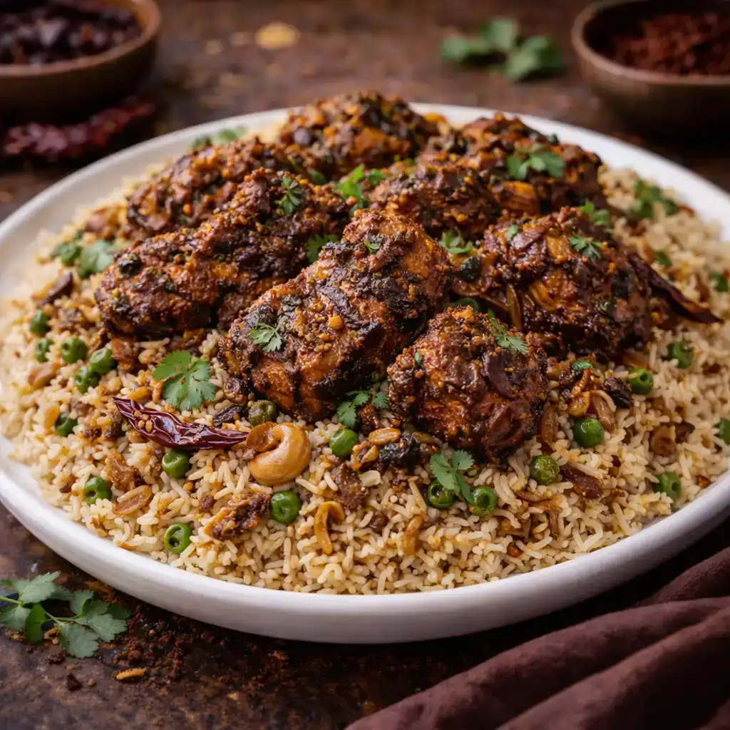 Mutton Ghee Roast Pulav at Hashtag India